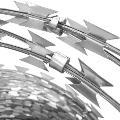 Aço inoxidável Razor Barbed Wire Mesh Roll Double Coil Concertina Wire para cercas de fronteira